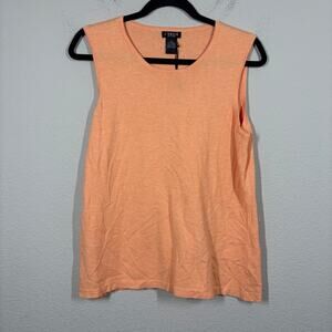 J'Envie Womens Size Medium Pullover Tank Top Melon Orange Crew Neck Sleeveless
